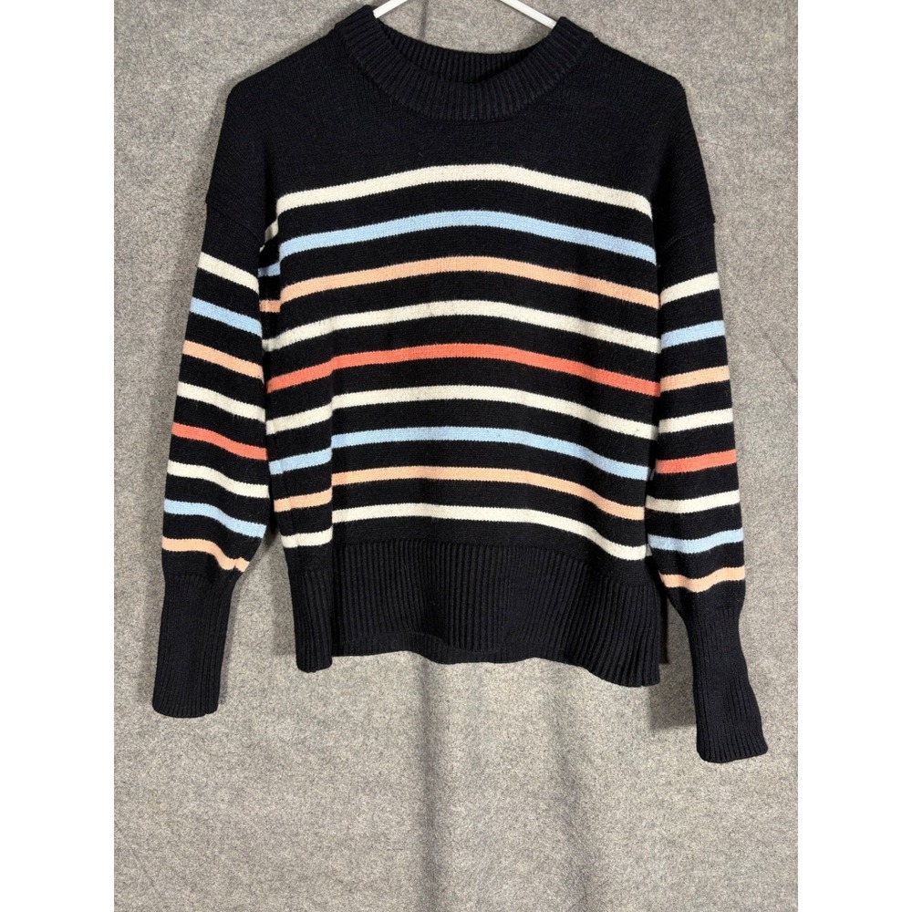 Philosophy Republic Clothing Womens Striped Crewneck Sweater Black Multi Size M